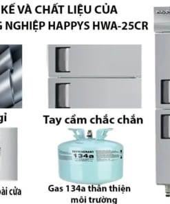 Thiết kế và chất liệu của Tủ mát công nghiệp 2 cánh Happys HWA-25CR